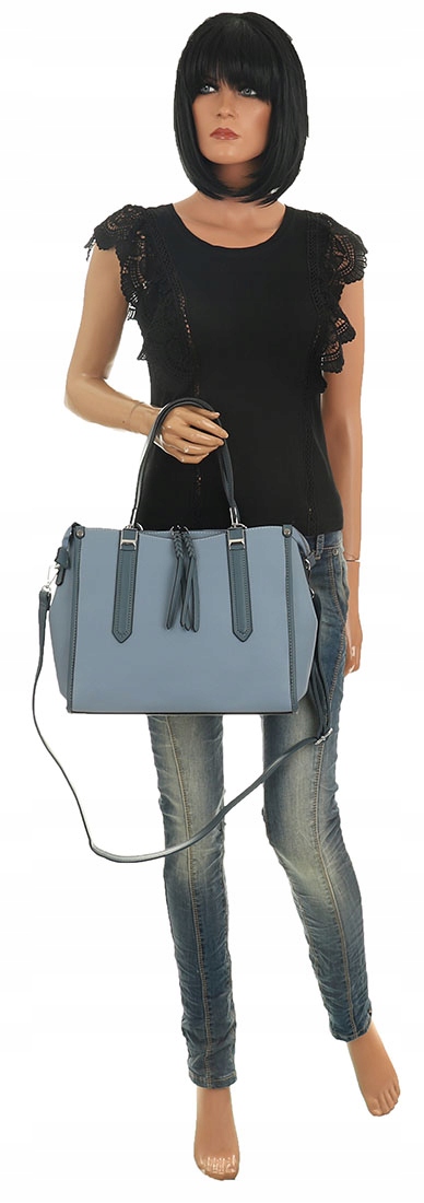 Maria C. Torebka Damska niebieska skóra ekologiczna MC663 Blue Wielkość duża (mieszcząca A4)