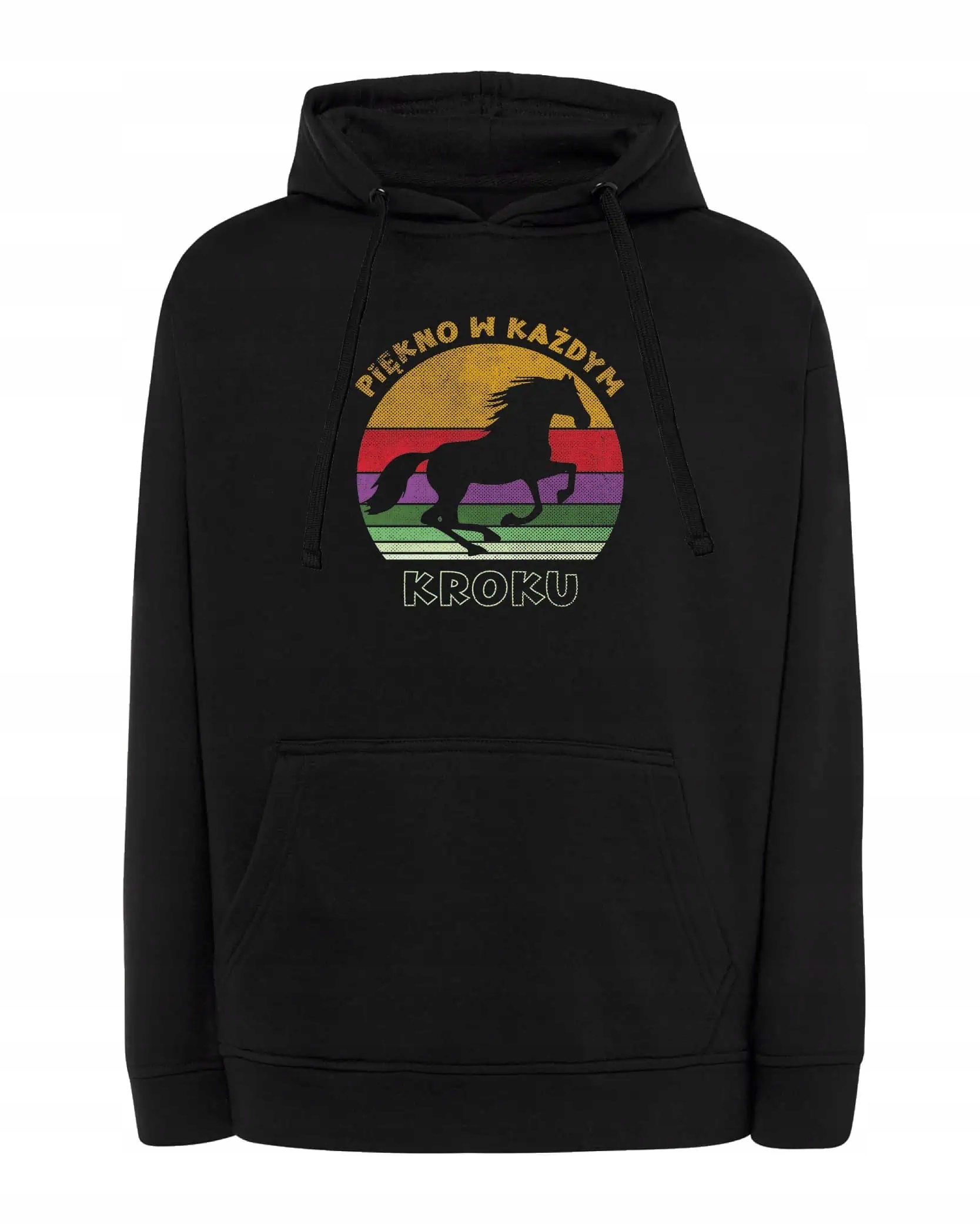 Mikina s kapucí Kůň Krása Barvy Západ Cestování Černá L