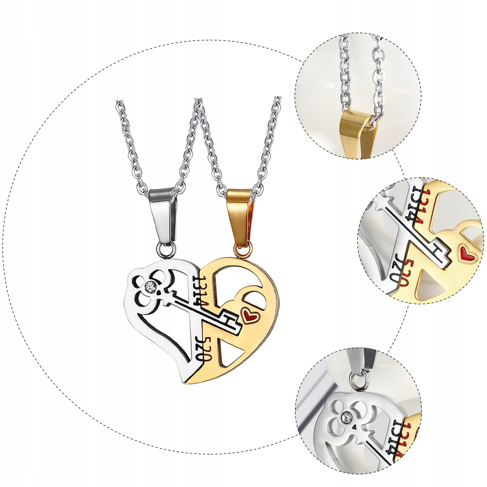 KLUCZOWY NASZYJNIK WISIOREK SERCA MIŁOŚCI PUZZLE Długość całkowita 8 cm