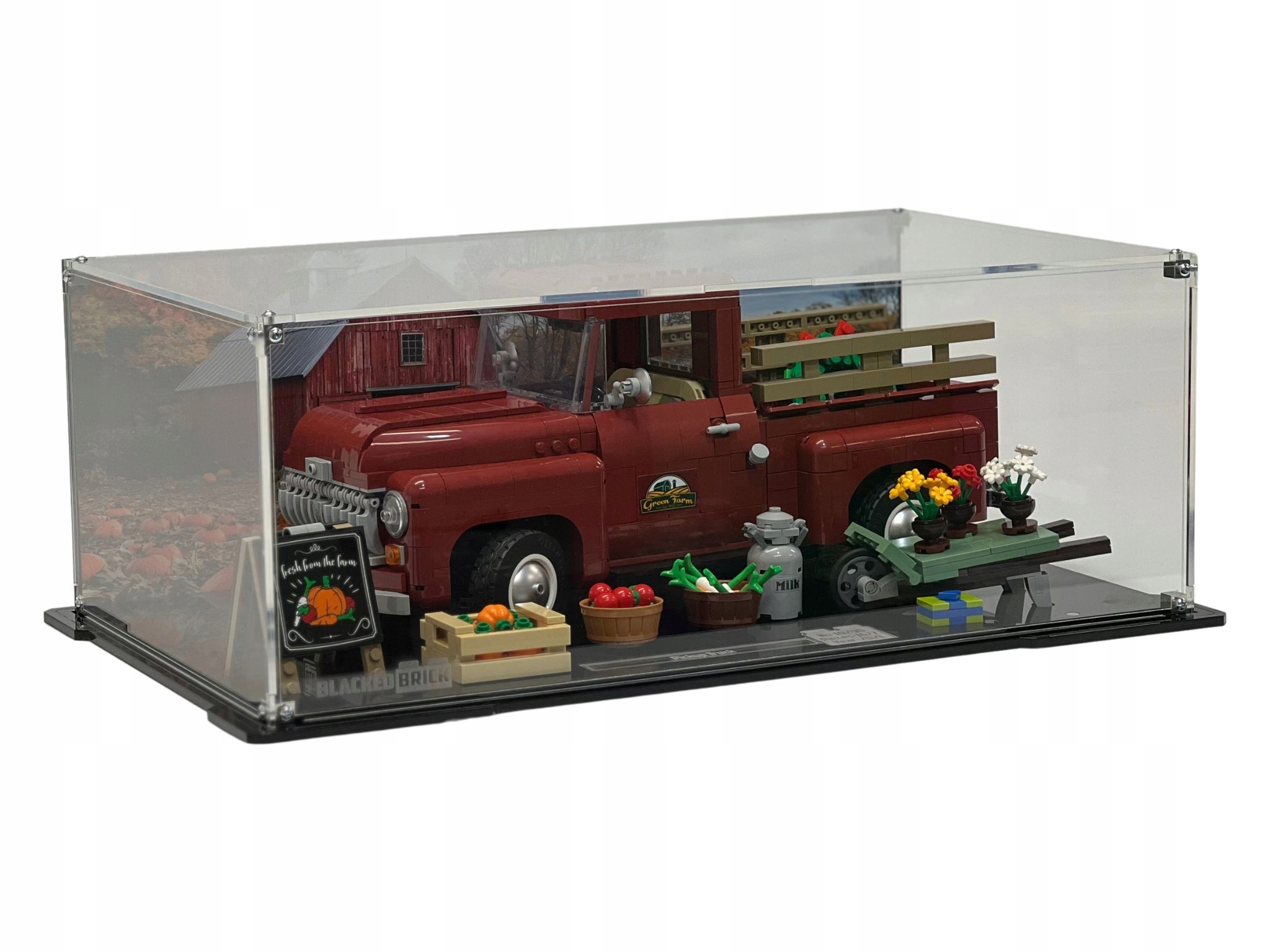 Vitrína s pozadím Blacked Brick pre Lego 10290 Creator Expert Pickup