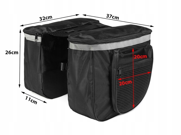 TORBA ROWEROWA DUŻA 28L - TORBA ROWEROWA SAKWA NA ROWER BAGAŻNIK - CE Pojemność 15 l