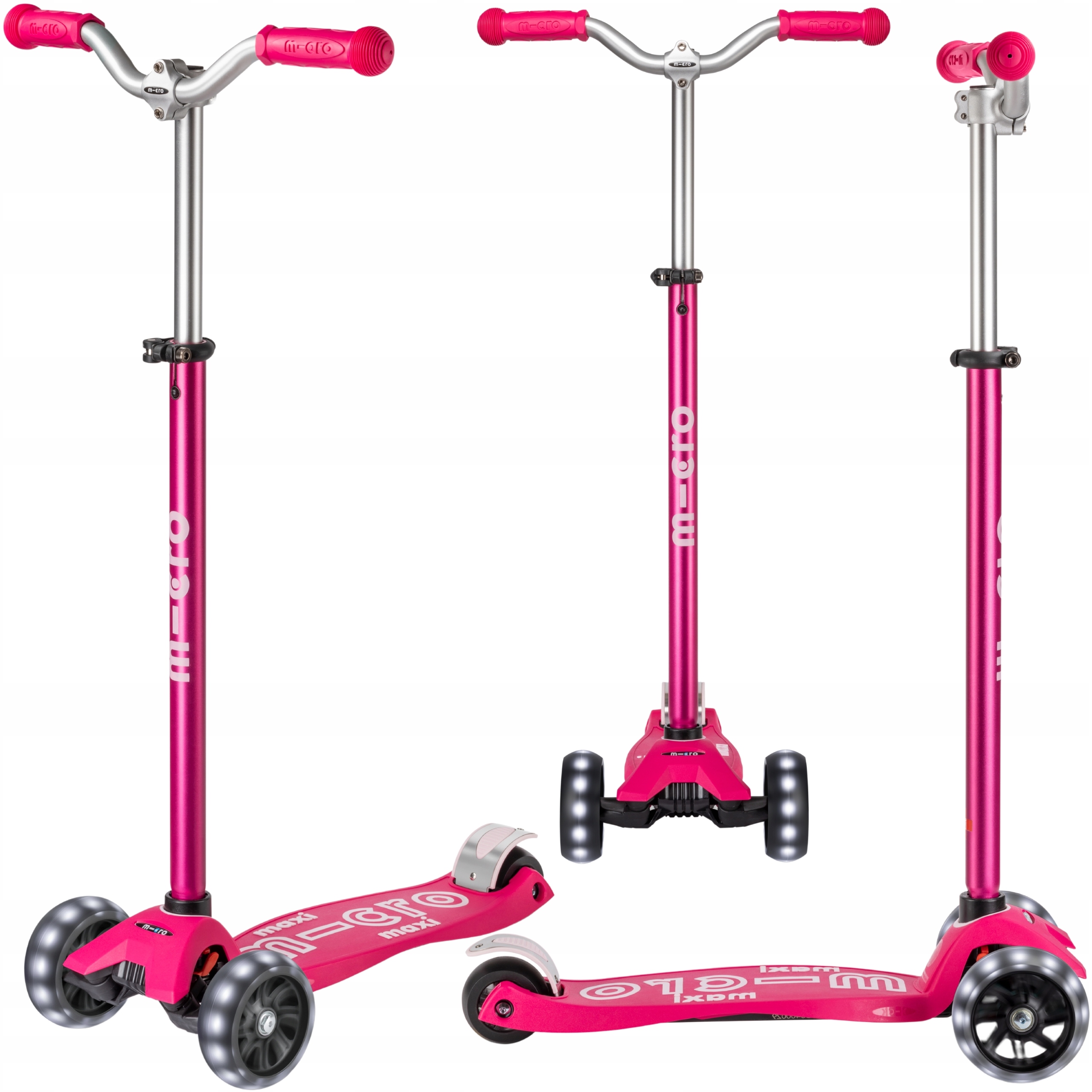 Hulajnoga dla Dzieci Trójkołowa Sportowa Micro Delux Pro Koła Led Różowa