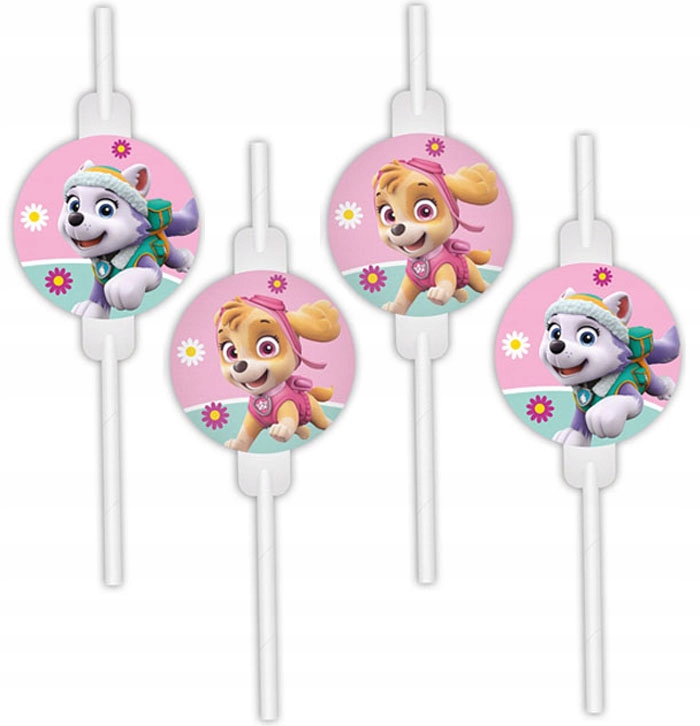 Słomki papierowe PSI PATROL paw patrol rurki do picia napoju urodziny 4szt