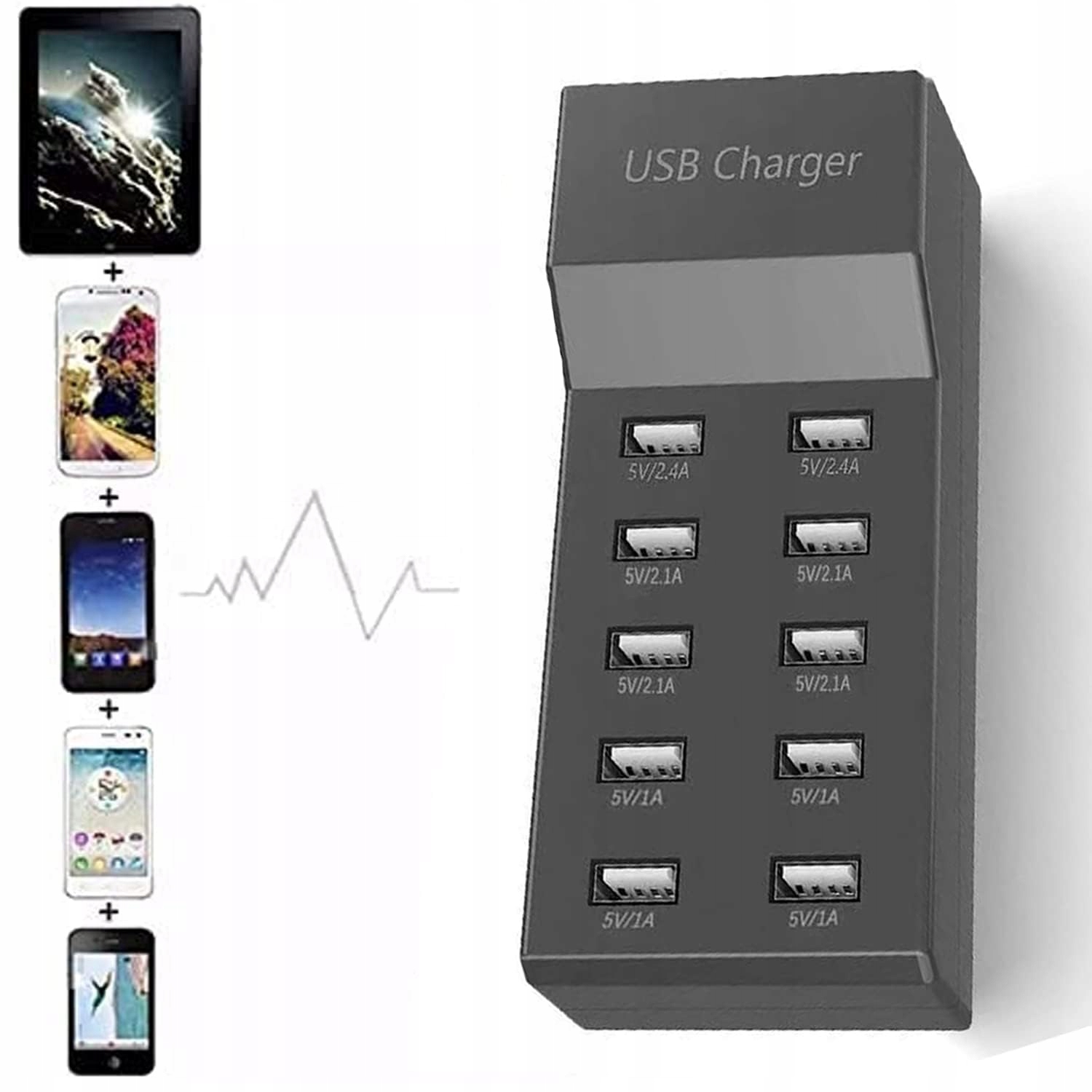 sccvee Ładowarka USB 10 Portów Kompatybilna z iPhone ANDROID iPad — miniatura 6