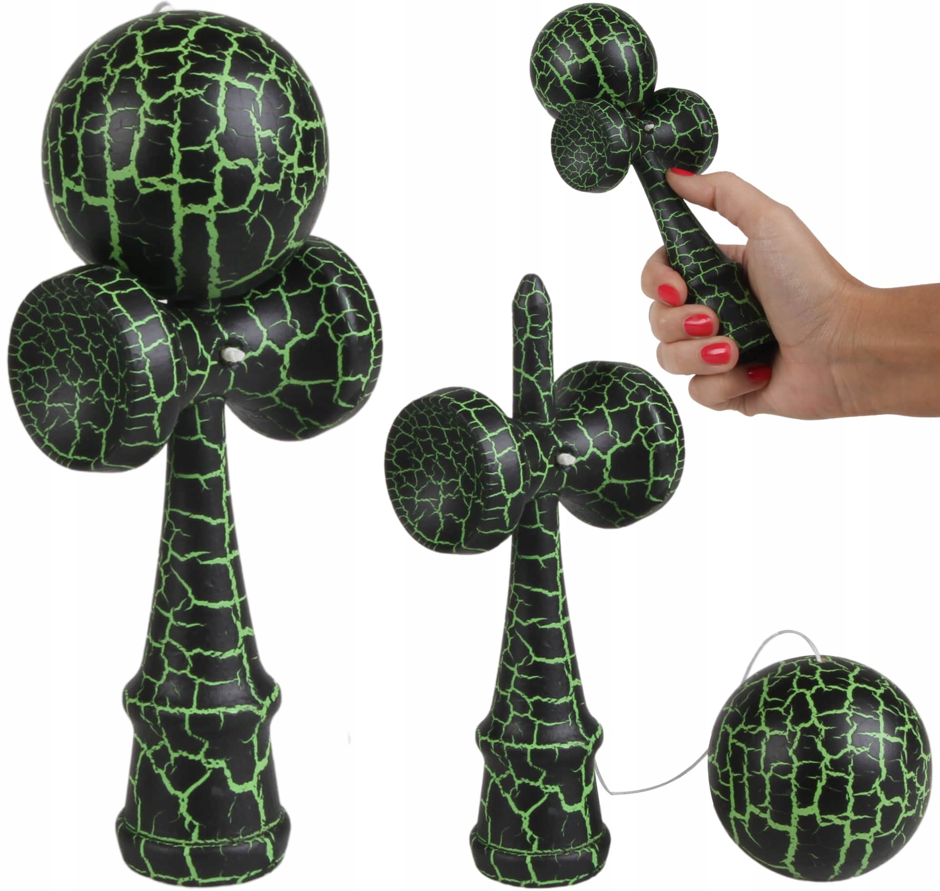 

Kendama Japońska Gra Zręcznościowa Czarno-zielona
