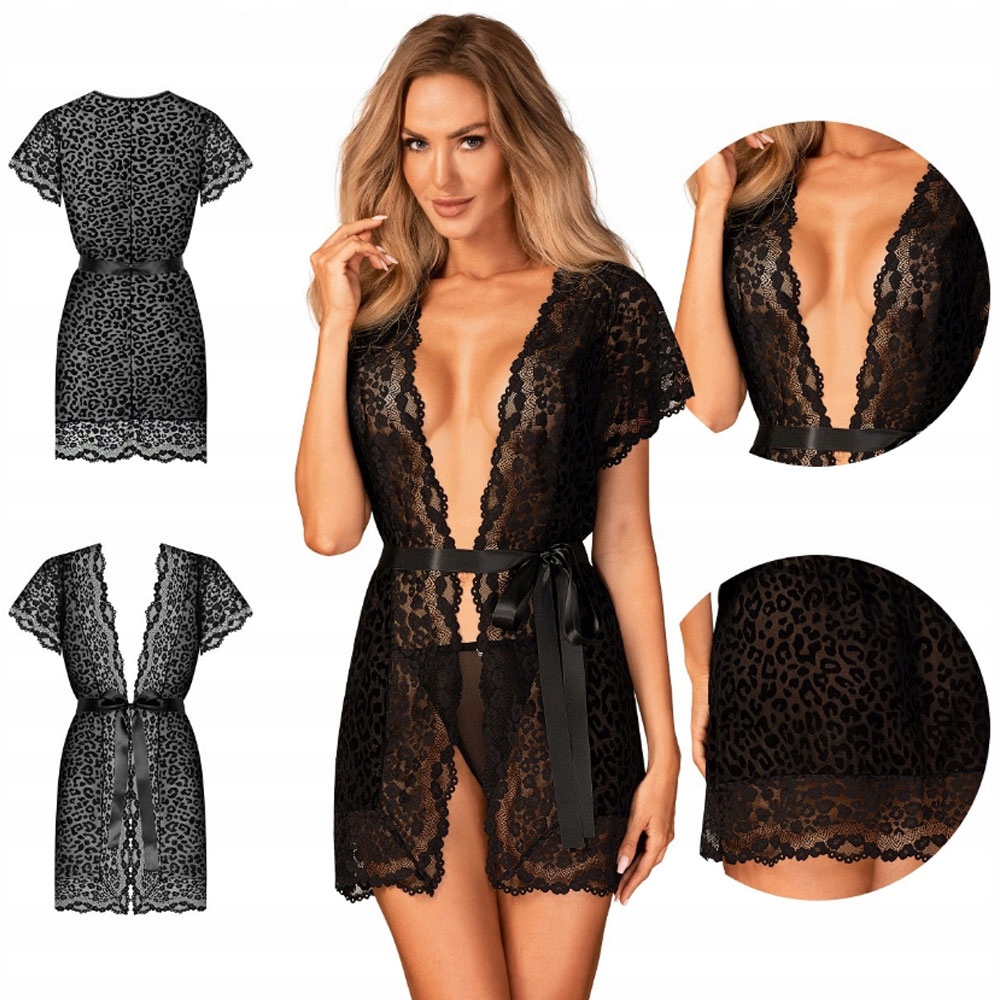 Sexy Černý Peniuar Obsessive Giully S/m