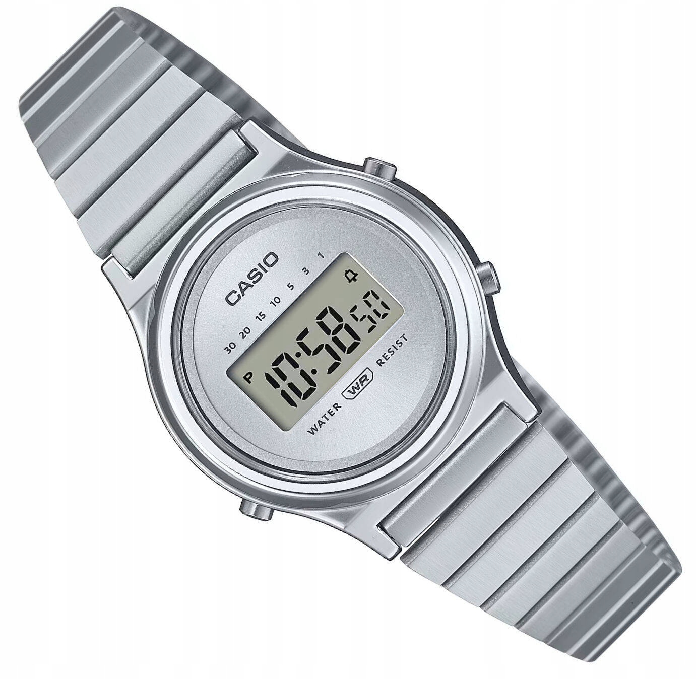 Malé Dámské Kulatý Stříbrné Hodinky Casio Retro LA700WE -7AEF Stoper Timer