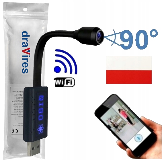 WiFi špionážní kamera draVires Ip mini Usb nálepka