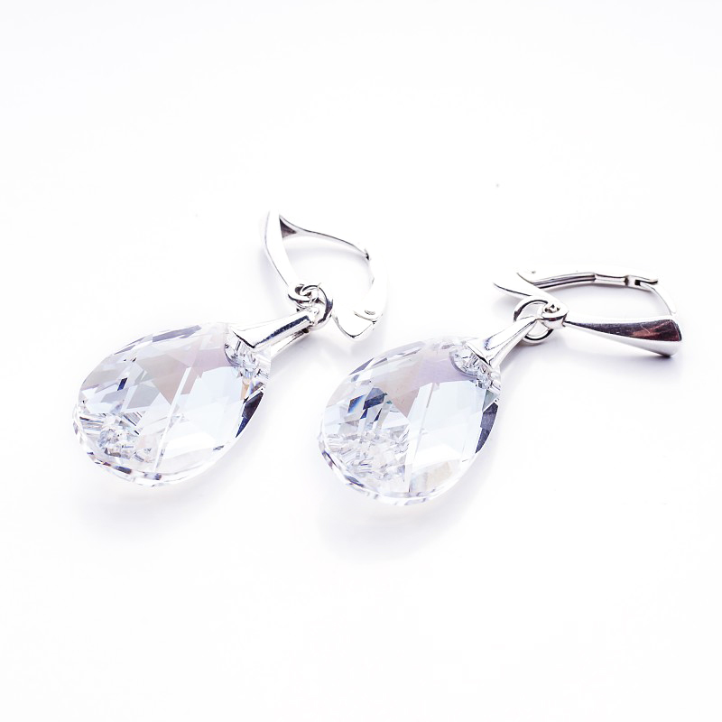 Stříbrné náušnice s krystaly Swarovski Mandle 22 mm Mol