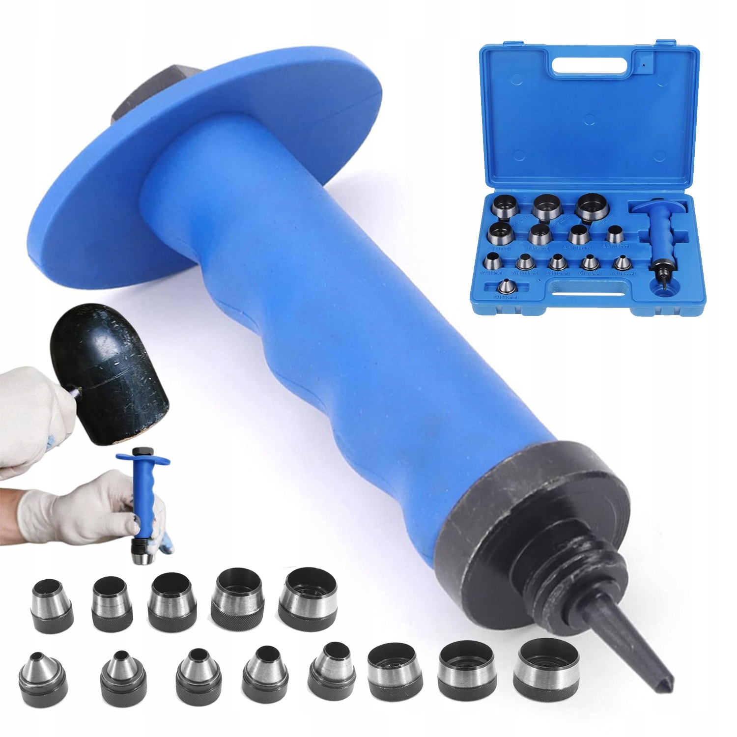 Sada Děrovaček 14 Kusů 5-35 MM, 13 Vyměnitelných Hlavic, Vysoká Tvrdost