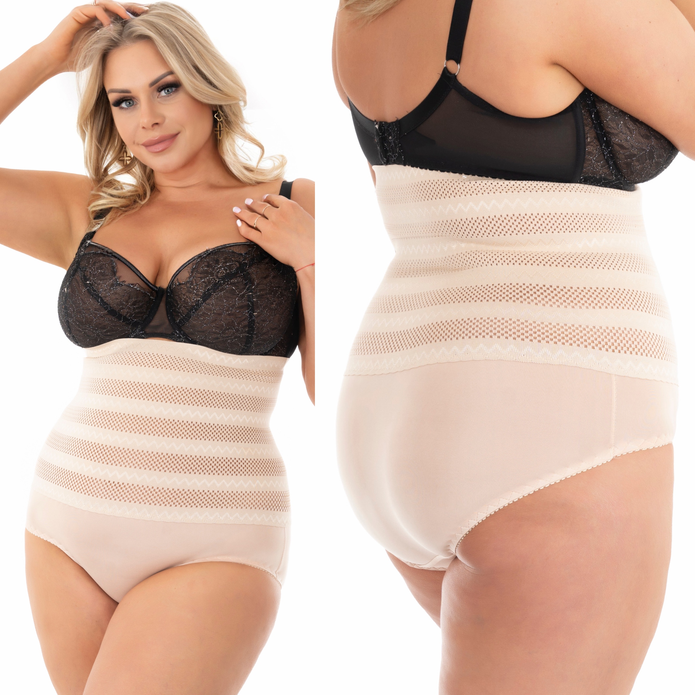 PLUS SIZE Majtki Wyszczuplające Korygujące z Wysokim Stanem - Poporodowe