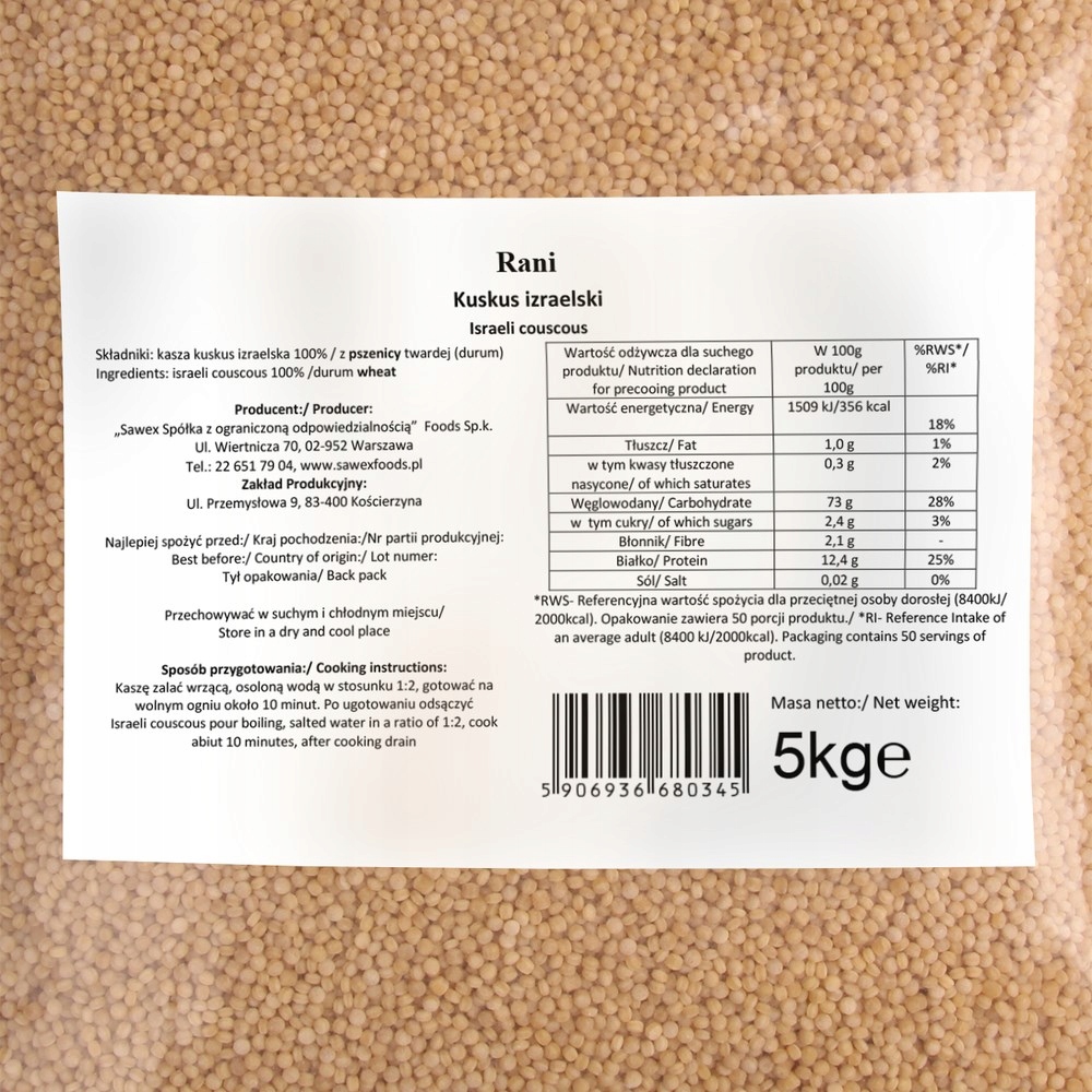Levně Kaše kuskus izraelská Rani 5 kg