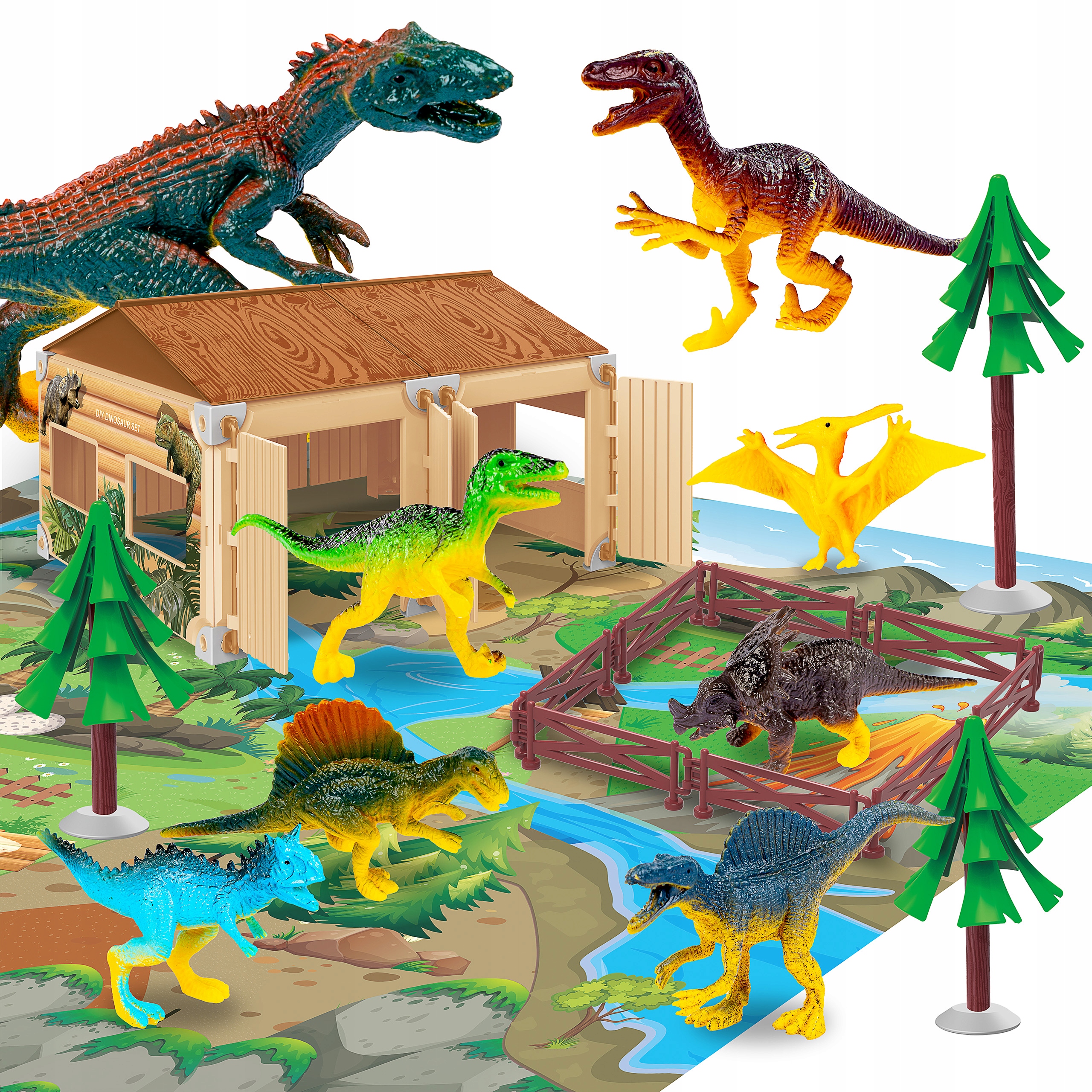 

Zestaw Figurki Dinozaury Z Matą Zagroda Farma 72EL