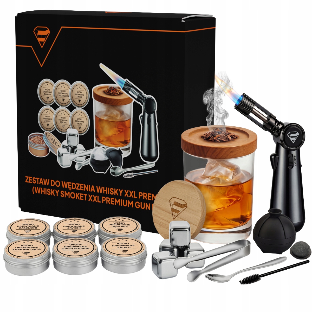 Whisky Smoker sada na nápoje Dárek pro muže se 4 kostkami