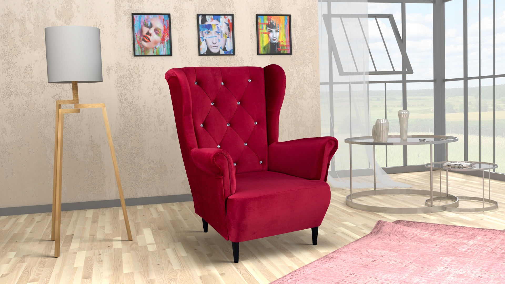 Fotel USZAK kryształki styl skandynawski KOLORY Kod producenta 1