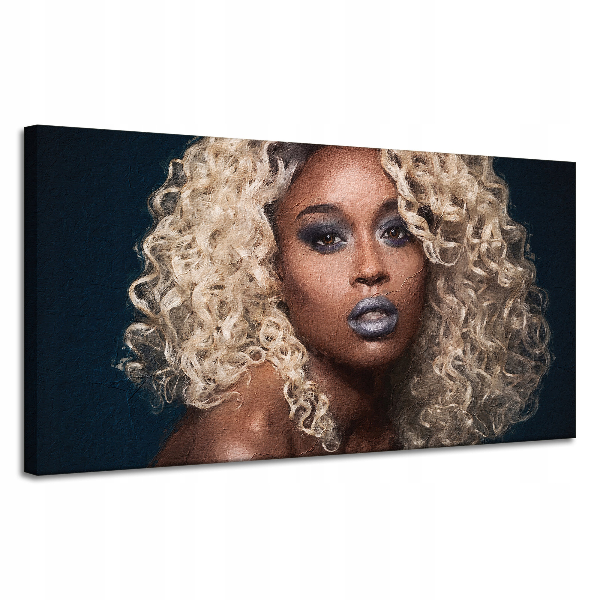 Obraz na plátně Černá žena Blond Vlasy Kudrlinky 120x60 cm