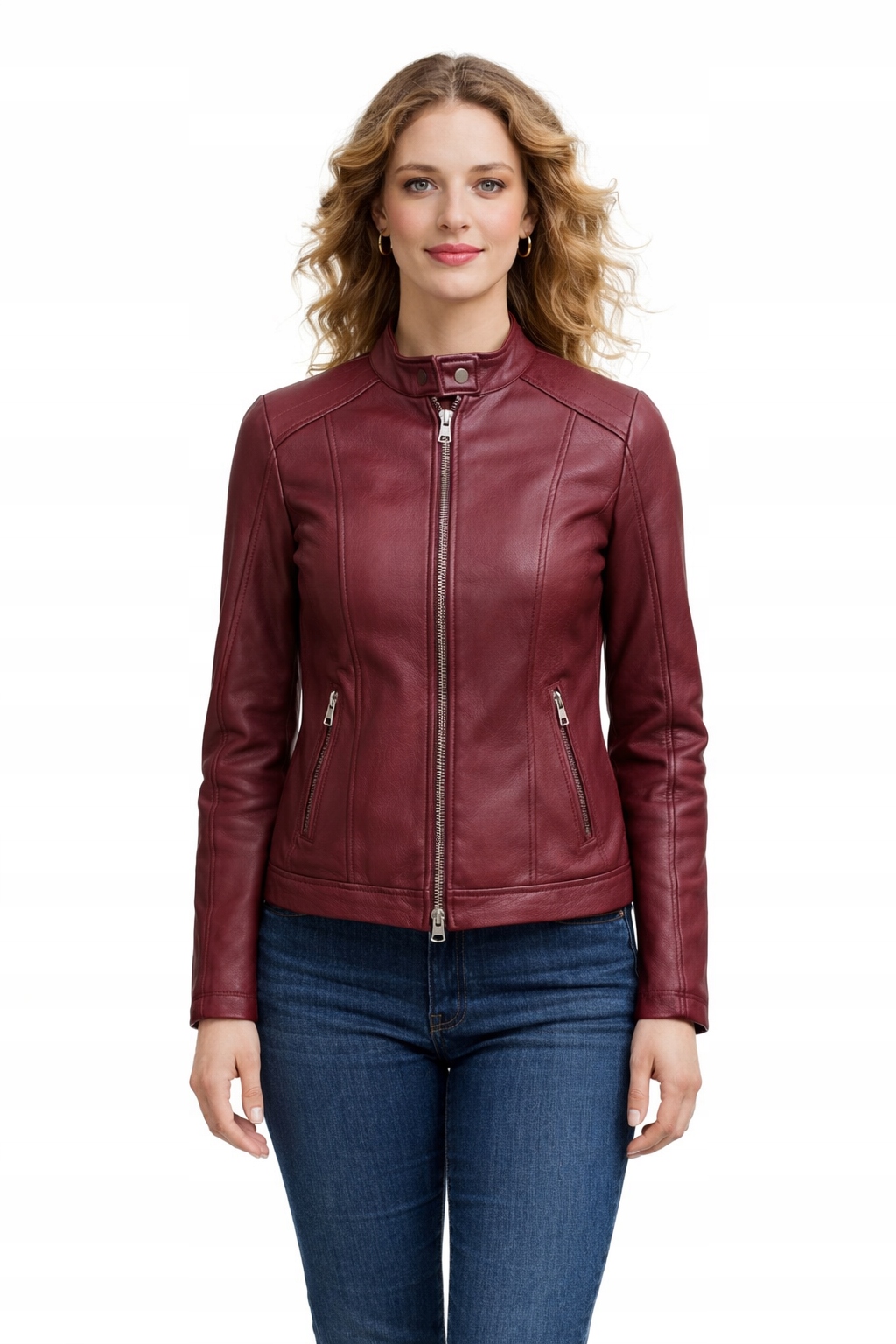 Desigual Dámská Zipová Bunda Bordó S Voskovaným Efektem M I1H