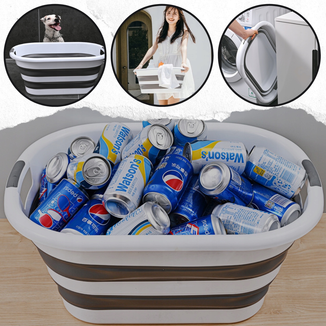 SILIKONOWY KOSZ PRANIE SKŁADANY KAMPINGOWY MISKA Stan opakowania oryginalne