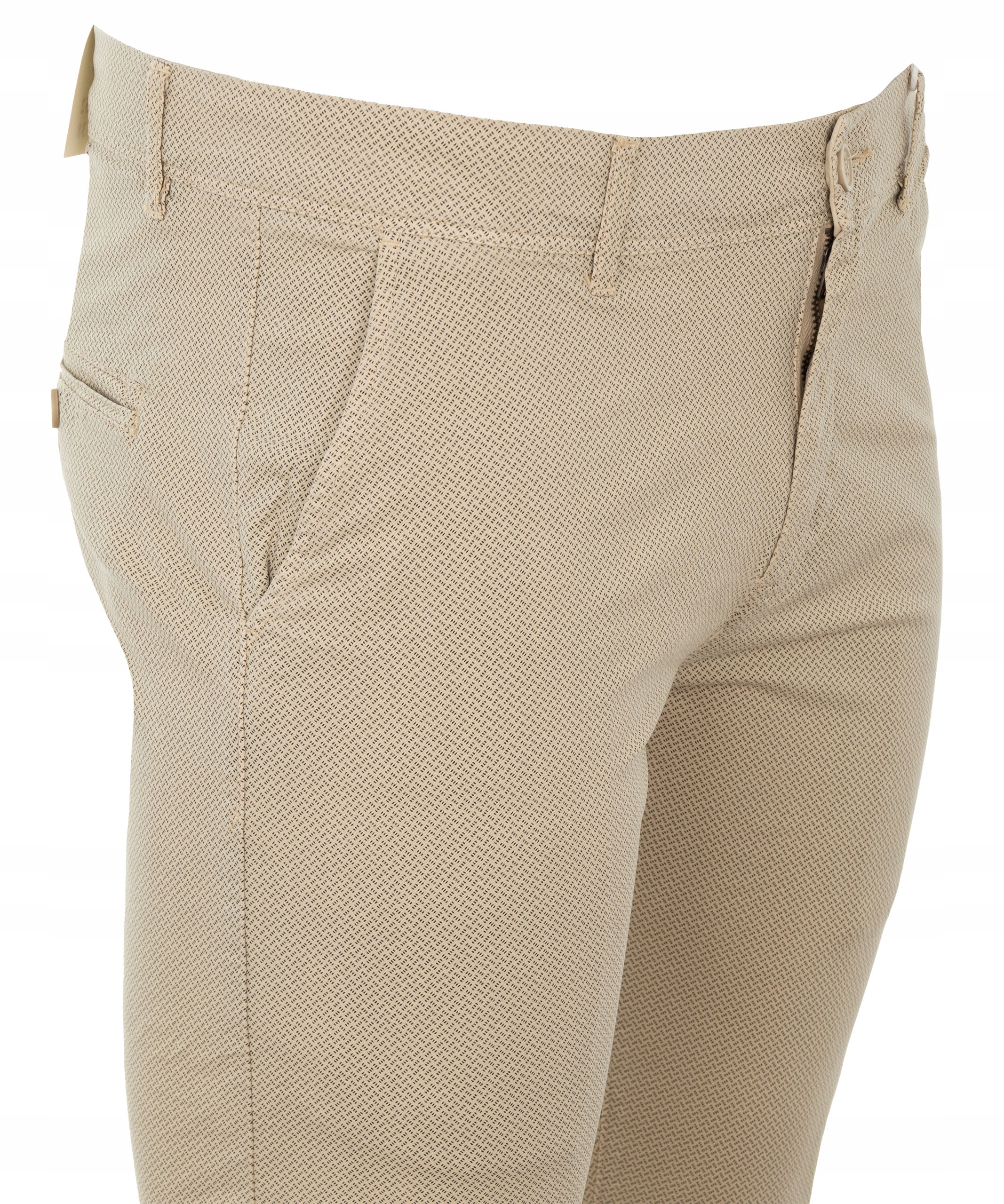 SPODNIE MATERIAŁOWE beżowe BAWEŁNIANE W WZOREK LYCRA CHINOSY W44(28) Rozmiar 28