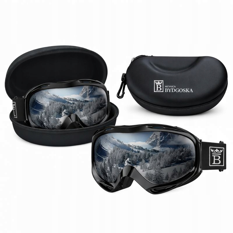 Černé pánské zimní lyžařské brýle na snowboard UV400