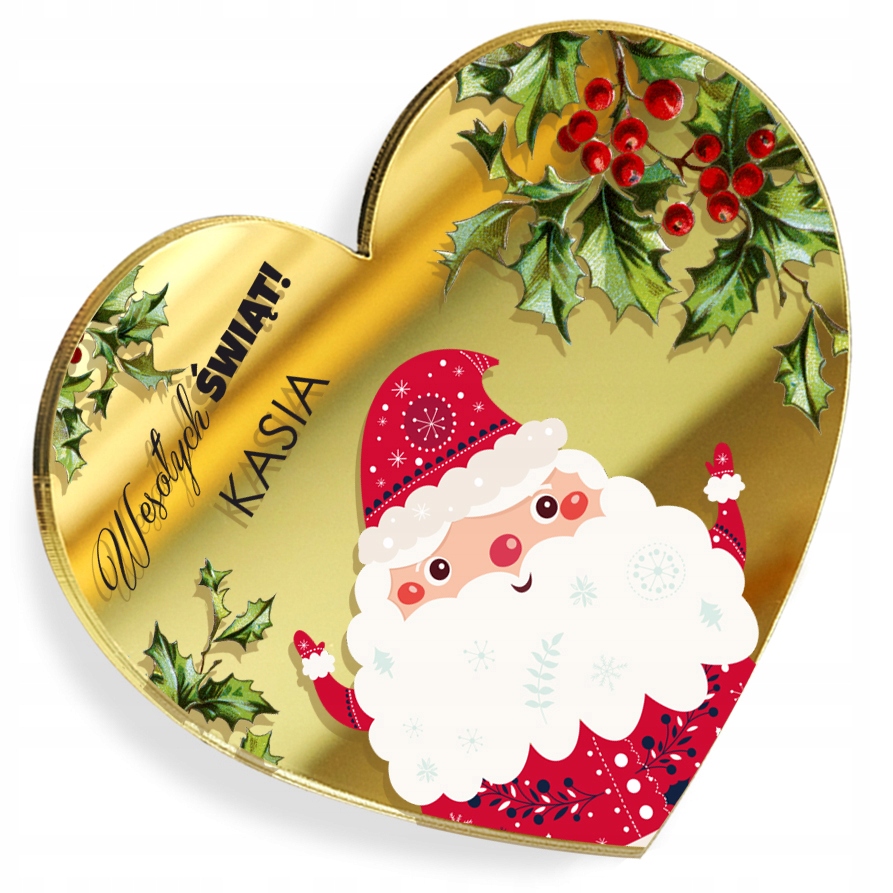 ZŁOTY MAGNES MIKOŁAJ ŚWIĘTA prezent + IMIĘ