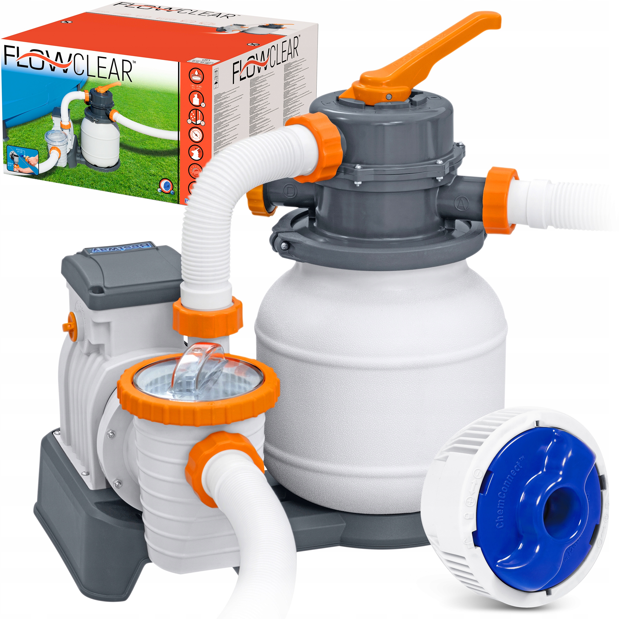 

Pompa Piaskowa do basenu 5678 l/h Bestway dozownik