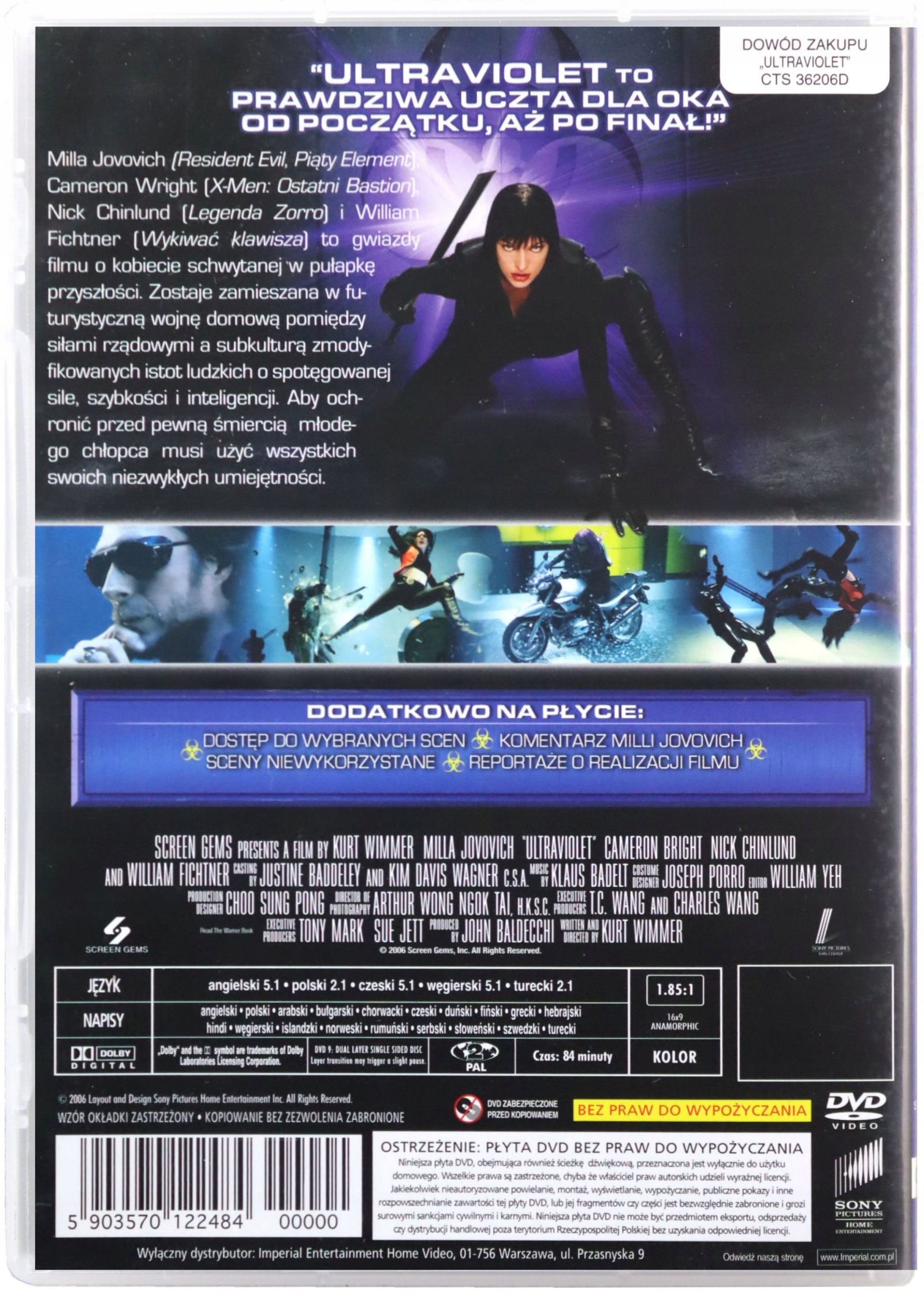 ULTRAVIOLET (DVD) Gatunek science fiction