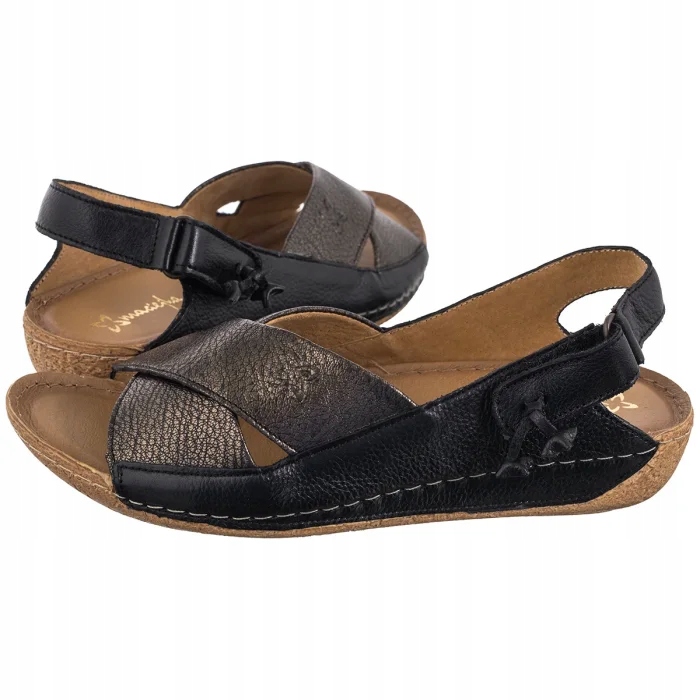 Dámské kožené sandály Maciejka černé 00994-63 Black
