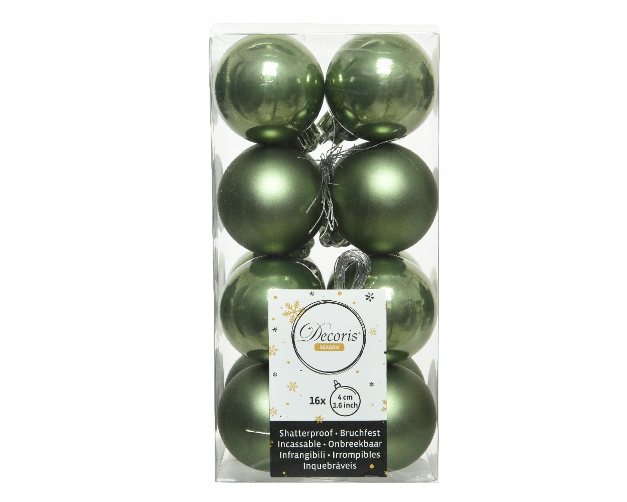 

Bombki Nietłukące MIX Święta 4CM 16SZT Zielone 805