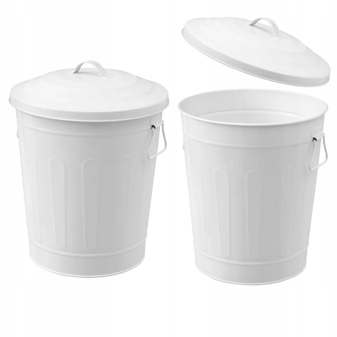 Levně Koš nádoba sud kovová 17L bílá