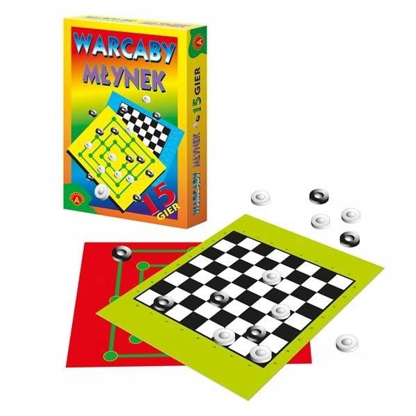 GRA PLANSZOWA MŁYNEK WARCABY 2 SZTUKI Typ Podstawa + dodatek
