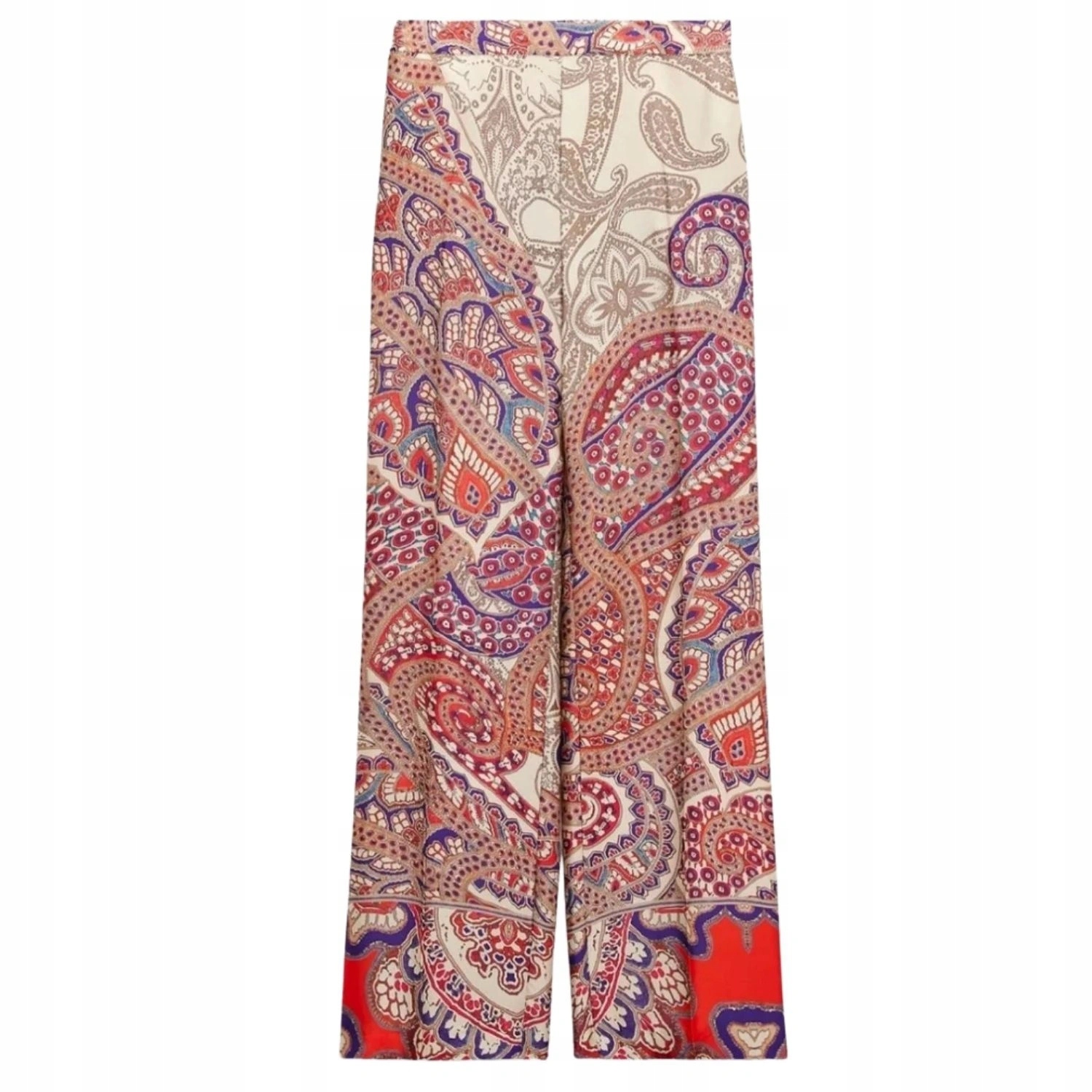Zara Saténové kalhoty s vysokým pasem Vzor Paisley jednoduché barevné vel. M