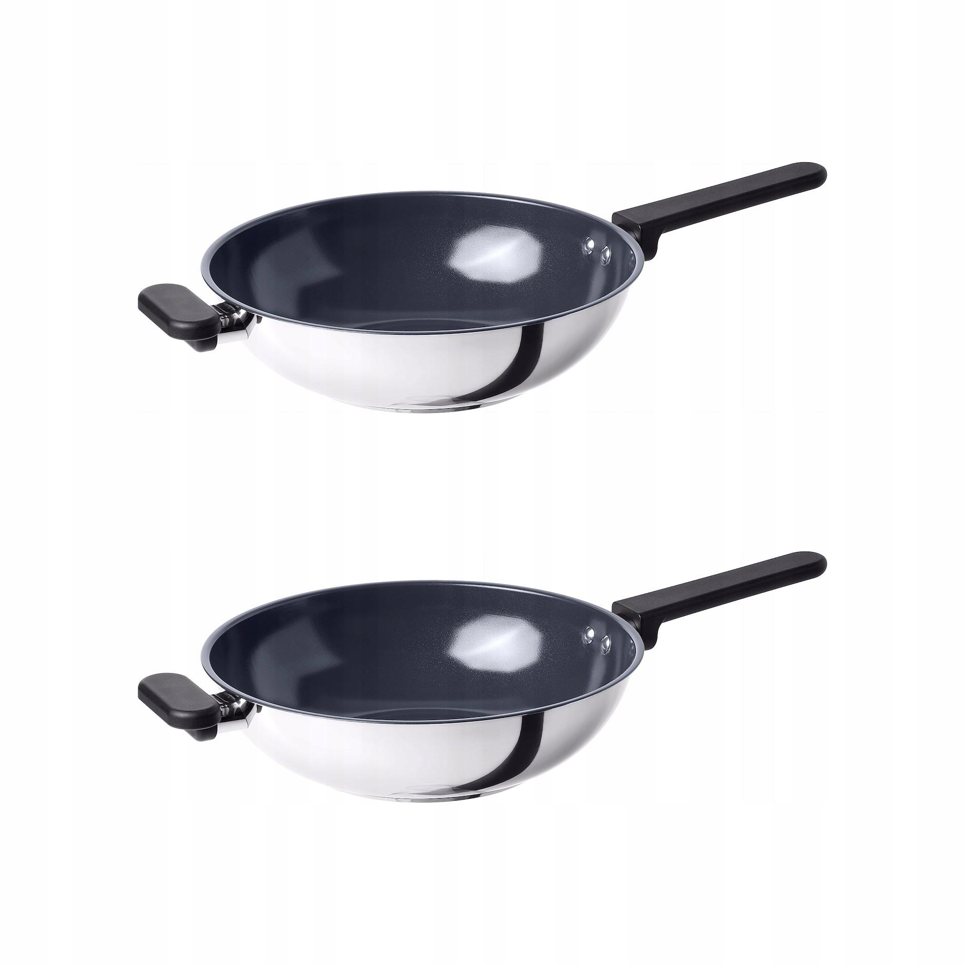 2 ks Wok Middagsmat 28 cm z nerezové oceli s povrchovou úpravou