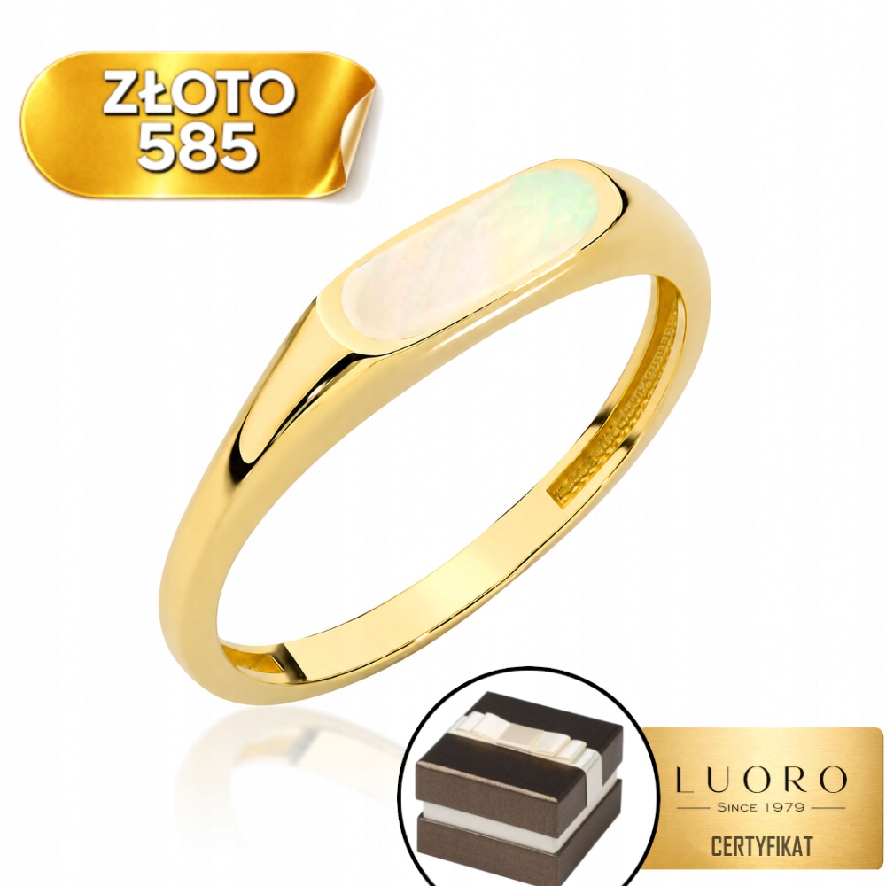 Prstýnek 585 14K S Perleťovou Hmotou, Žluté Zlato R14