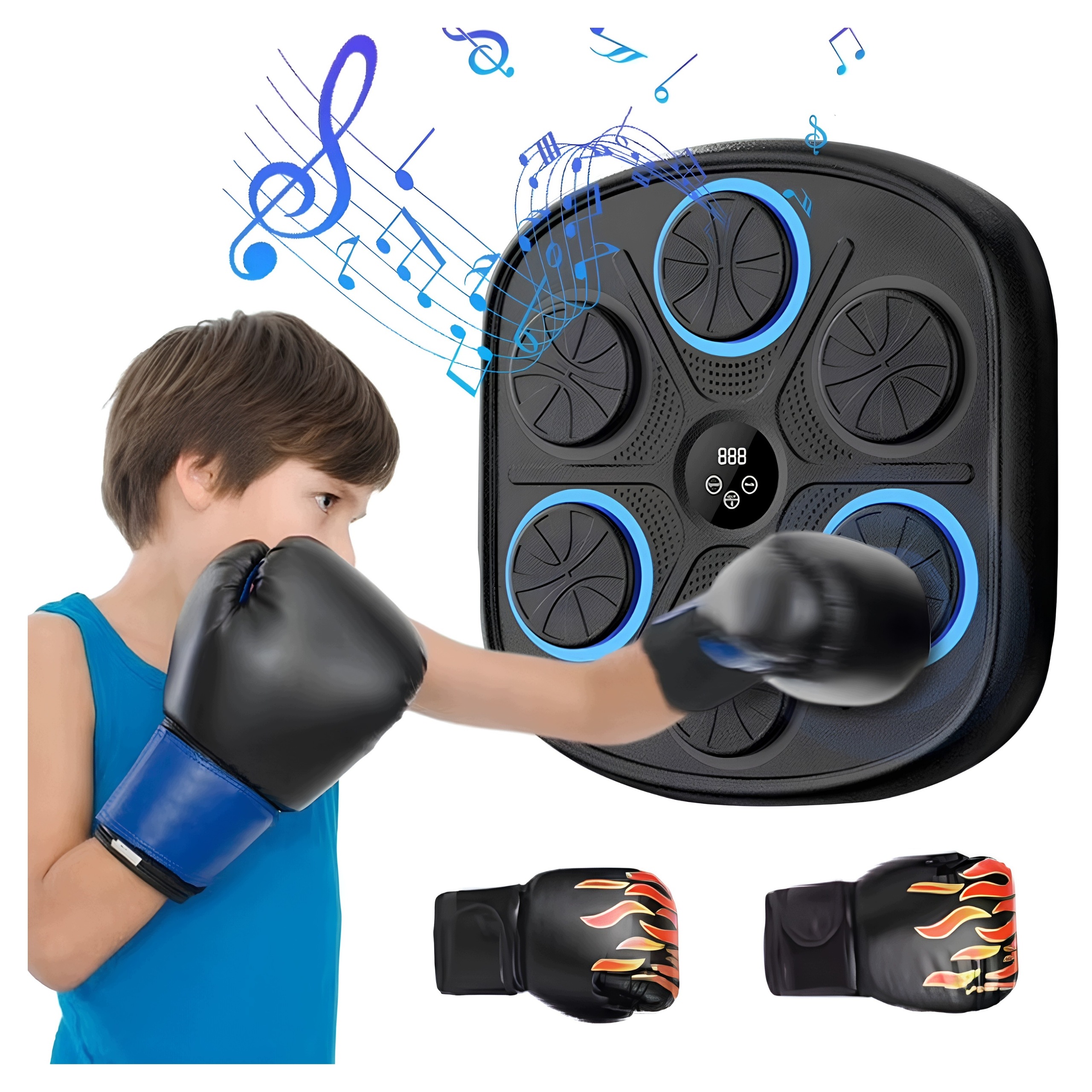 Boxovací Trenažér Na Zeď, Boxovací Bluetooth Reproduktor Rukavice