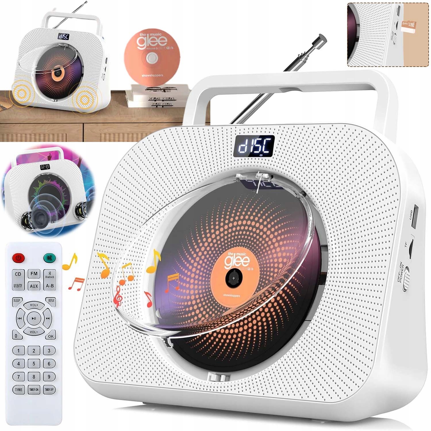 Bluetooth CD Přehrávač S LCD Displejem Aux Usb Fm MP3 Na Dárek+dálkové Ovládání