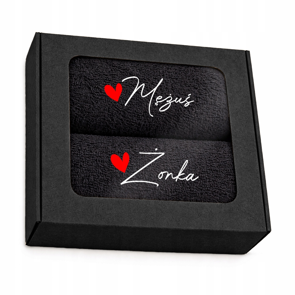 Sada ručníků 50x100 s výšivkou na Svatba Svatební Hostina Dárek Manželka Muž Černý