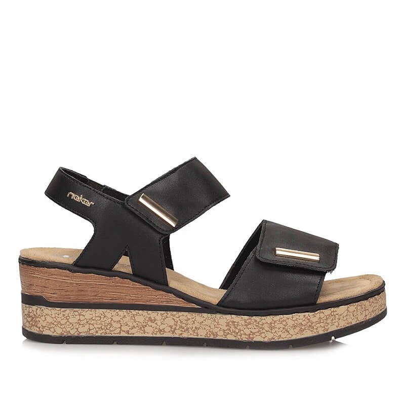 Dámské sandály Rieker 63781-00 černé s na suchý zip na klínku