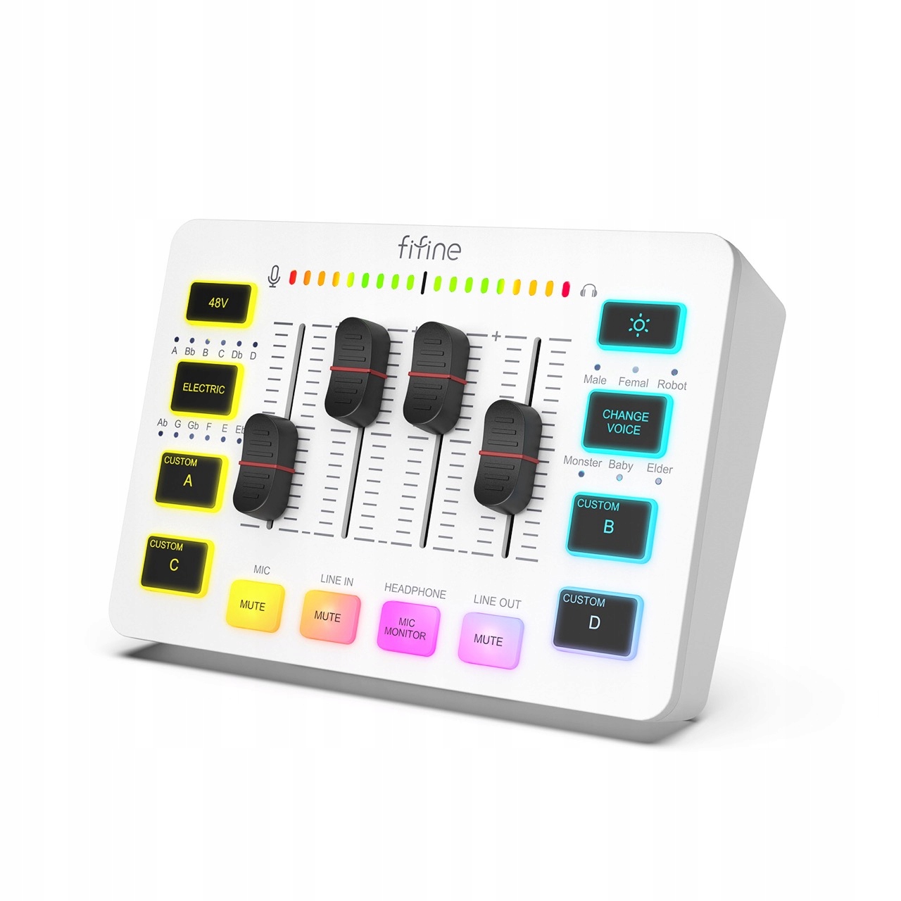 Audio mixér Fifine SC3 Usb/xlr – 2-kanálový – Rgb podsvícení, bílý