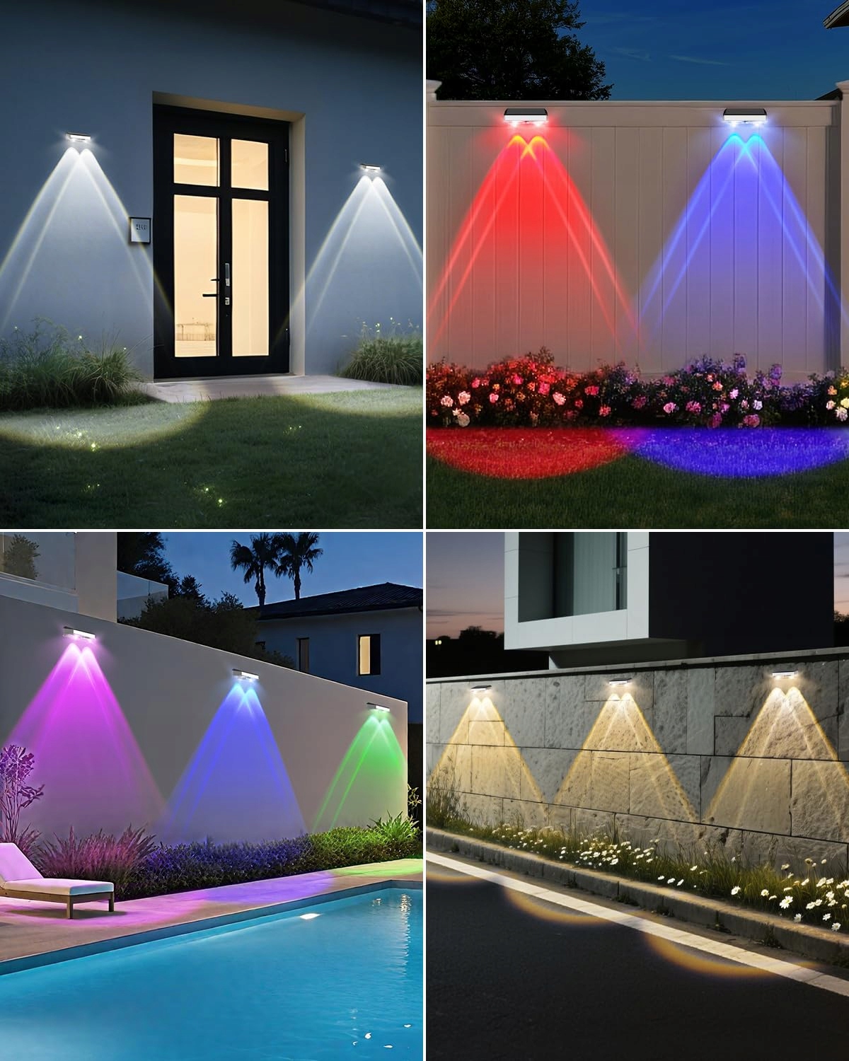Lampy Solarne Zewnętrzne Ogrodowe Stalowe RGB Ciepłe IP65 4 Szt SONPEN — miniatura 6