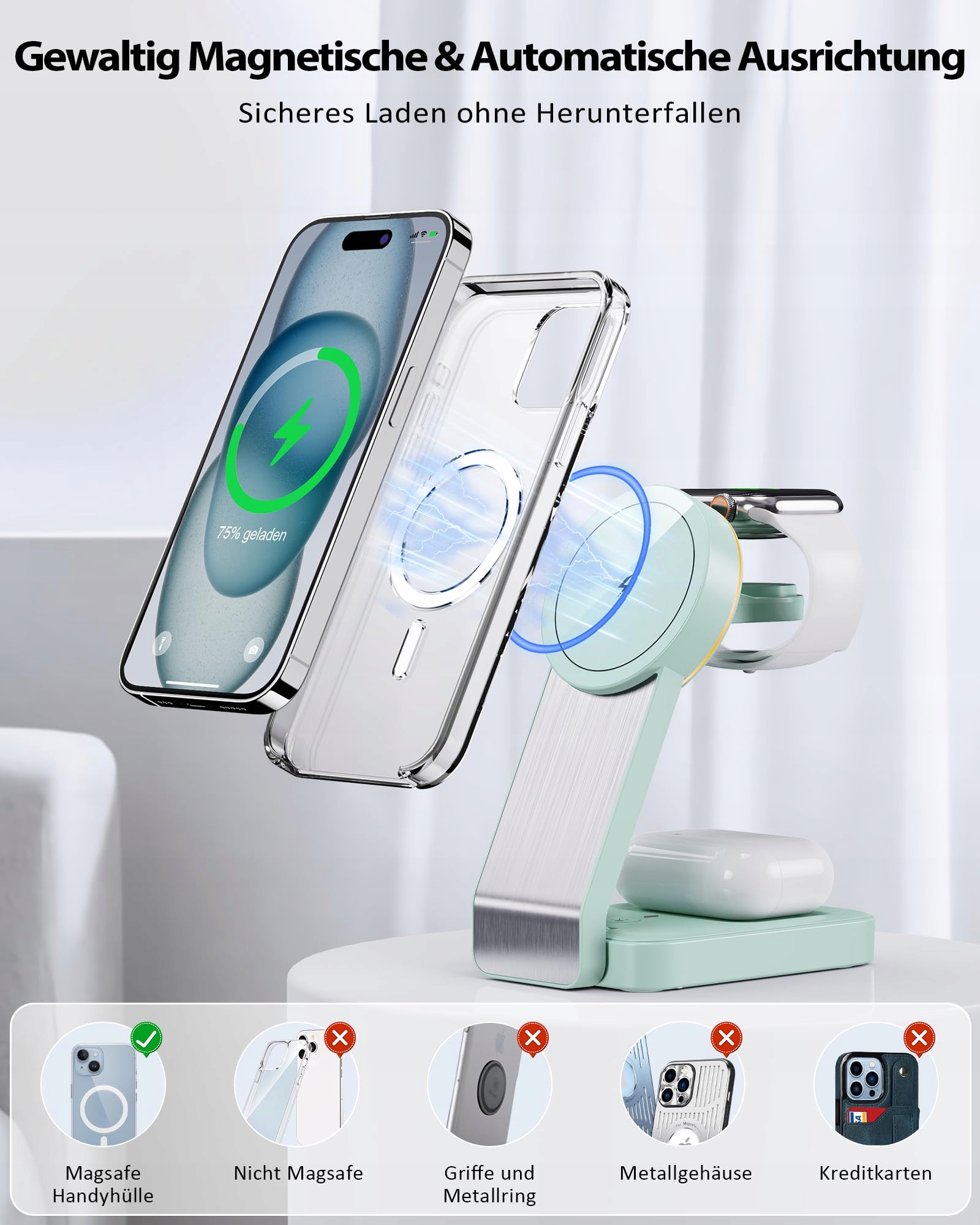 ADADPU MAGSAFE 3W1 Składana Ładowarka iPhone Apple Watch AirPods — miniatura 3