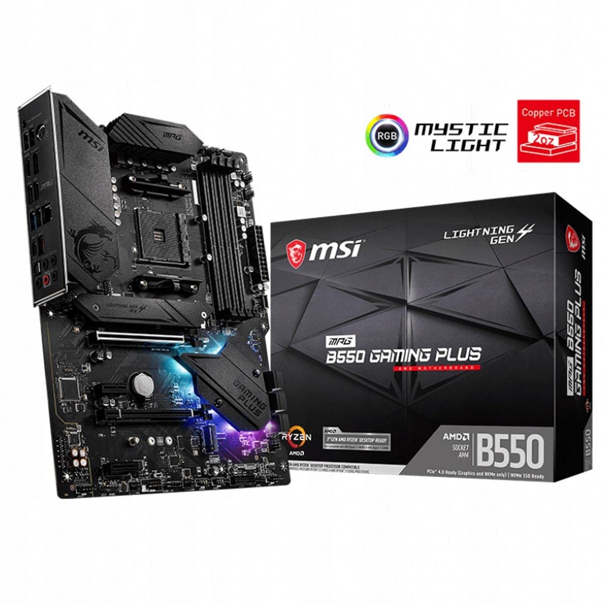 MSI MPG B550 Gaming Plus Płyta Główna AMD AM4 DDR4 M.2 USB 3.2 HDMI ATX — miniatura 2