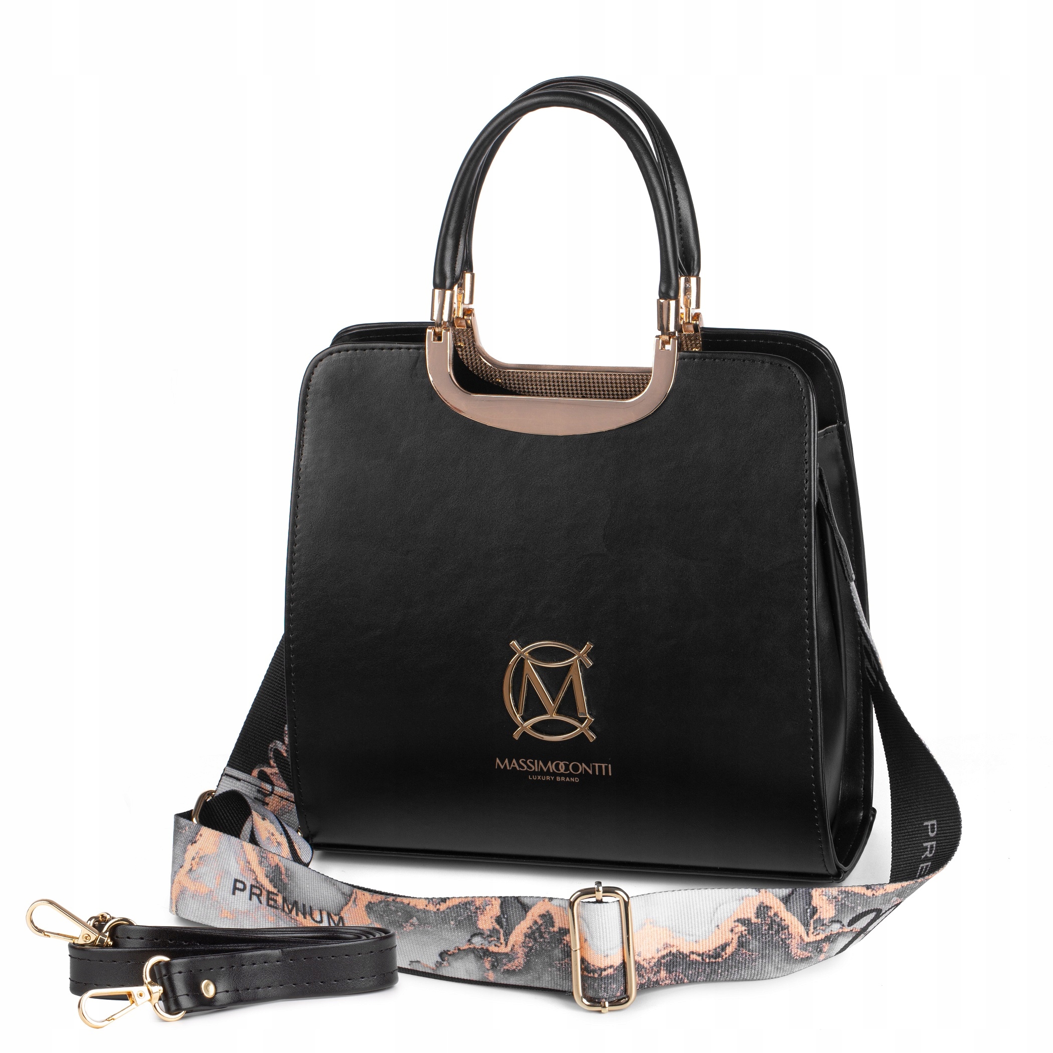 Dámská Kabelka Kufřík Massimo Contti Černá Přes Rameno Kabelka Přes Rameno S Popruhem