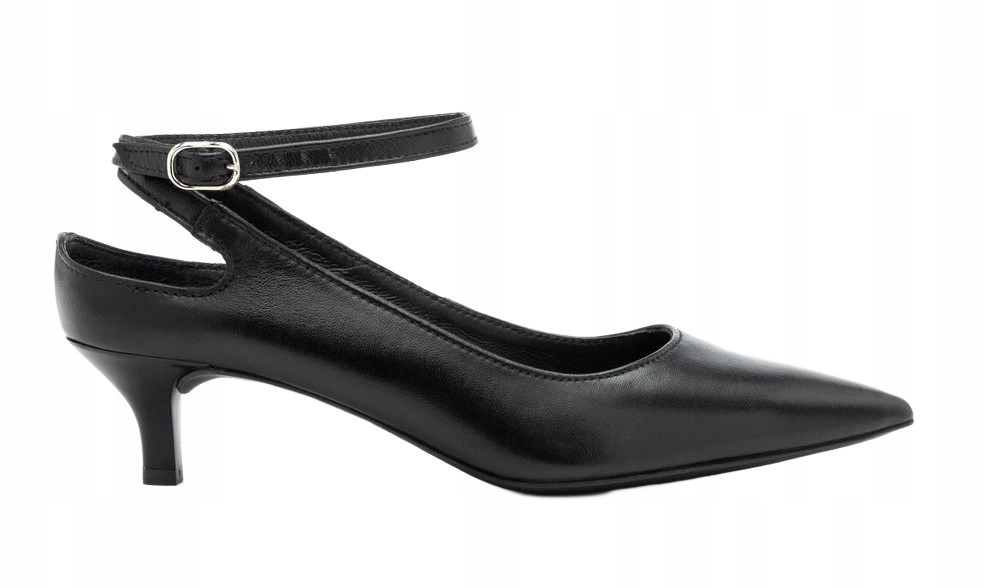 Dámské Kožené Lodičky Černé S Kačenkou, Zapínání Sponou Ryłko 36