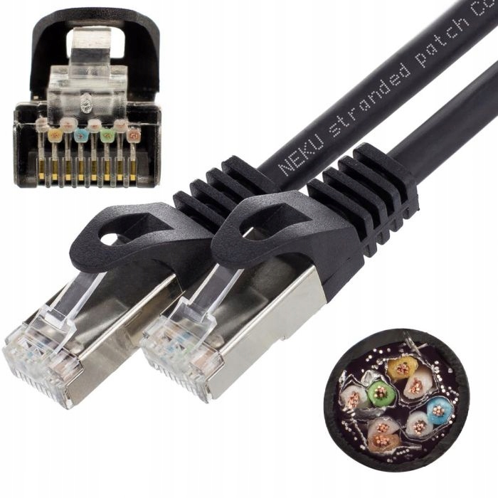 Patchcord S/FTP kat.7 PiMF kabel sieciowy LAN RJ45 LSOH czarny 7m NEKU