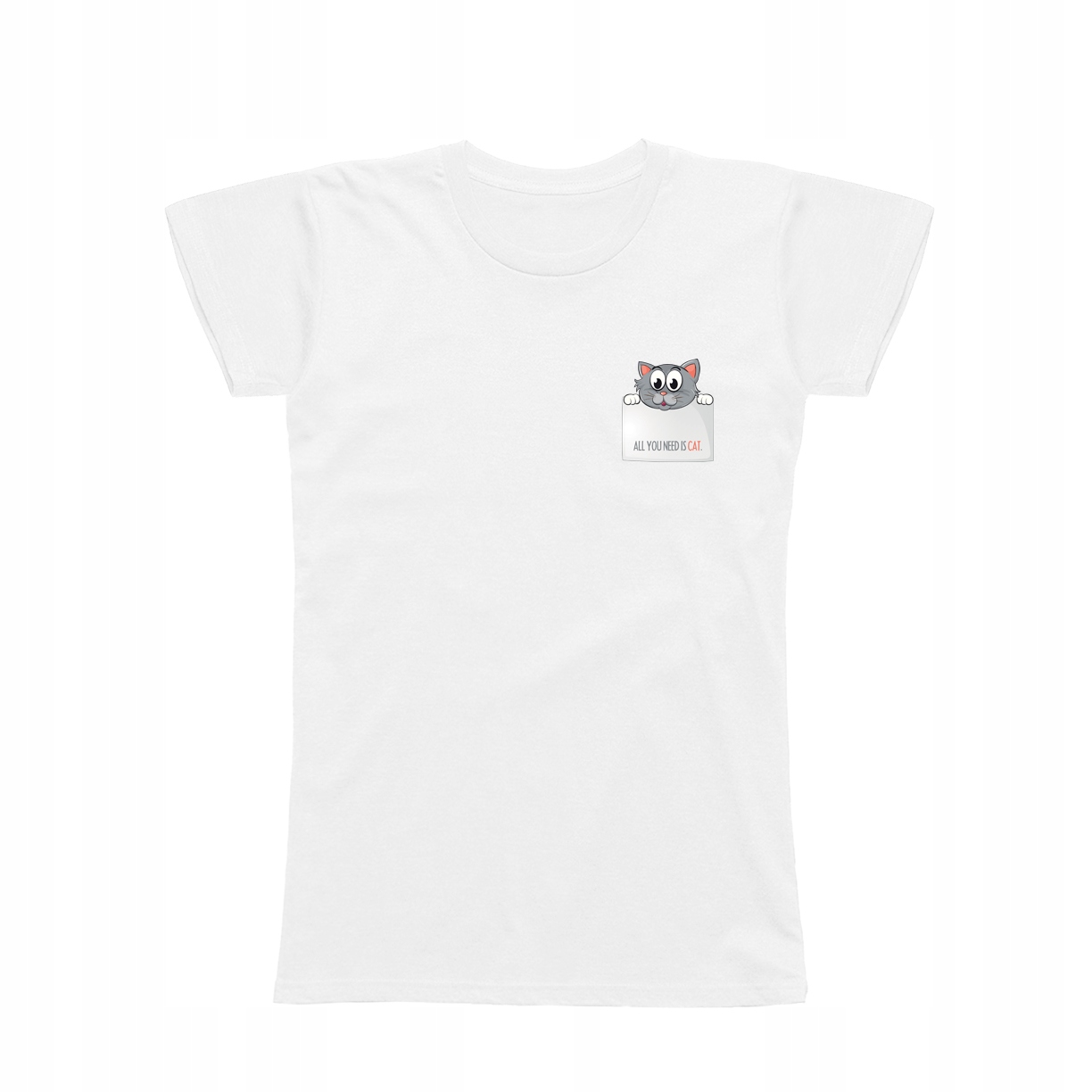 

L - Koszulka T-shirt Kot W Kieszonce Koty Kociara