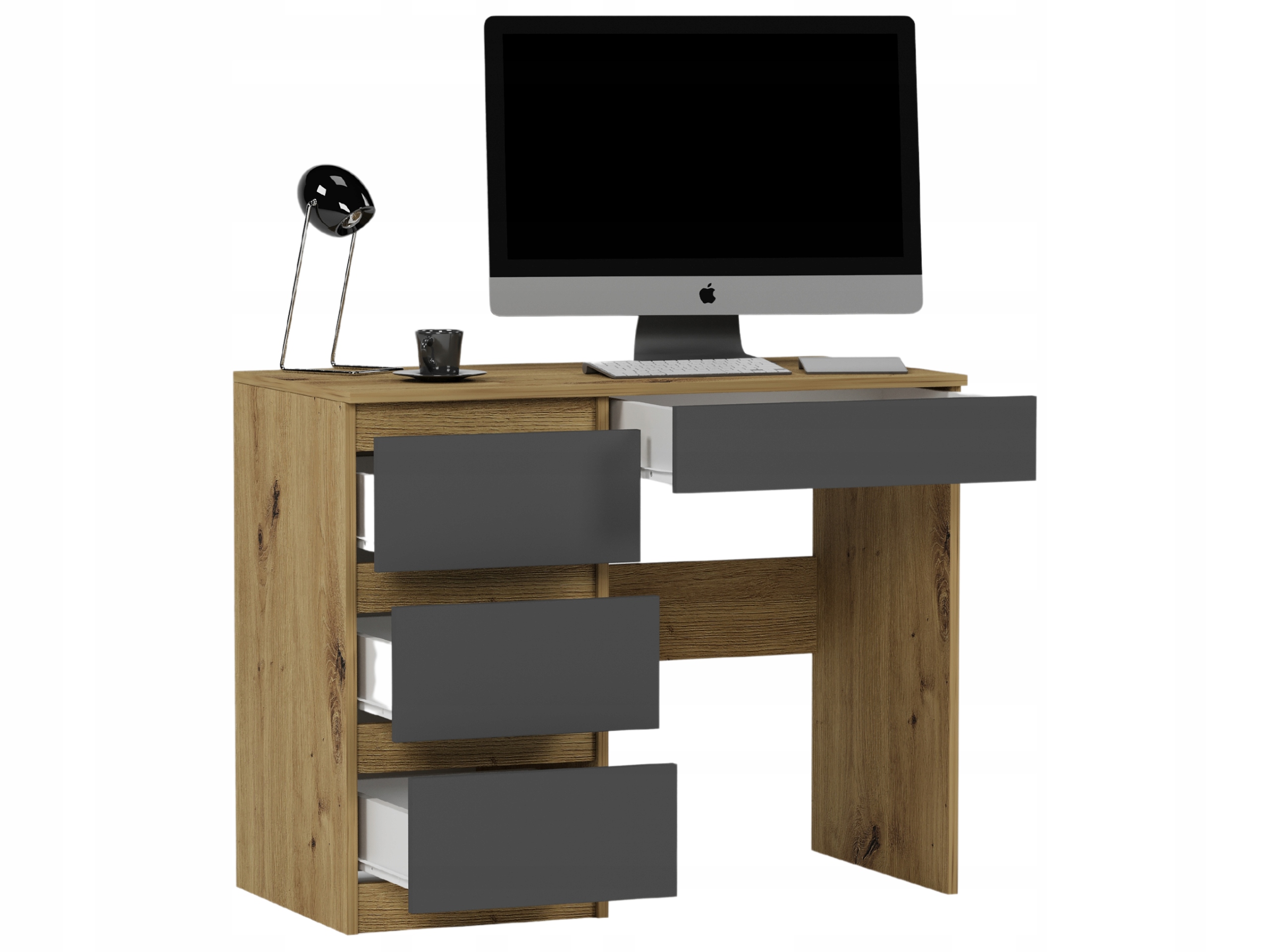 Meble Biurko komputerowe stolik 96cm artisan mix antracyt N34L lewe