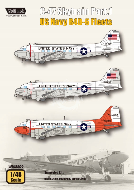 C-47 Skytrain Us Navy R4D-6 Fleets, Wolfpack WD48022 měřítko 1/48