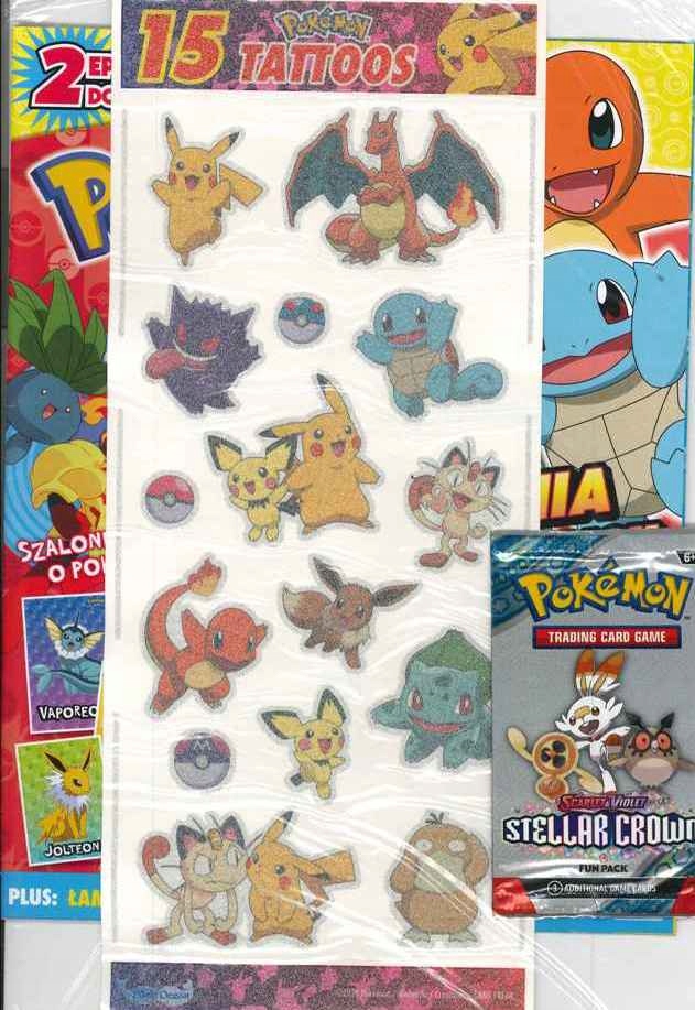 Pokemon Trenuj Ze Mną nr 6/2024 tatuaże saszetka z kartami