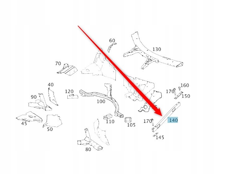 Pravý držák pásu Mercedes Amg Gt A1906208801